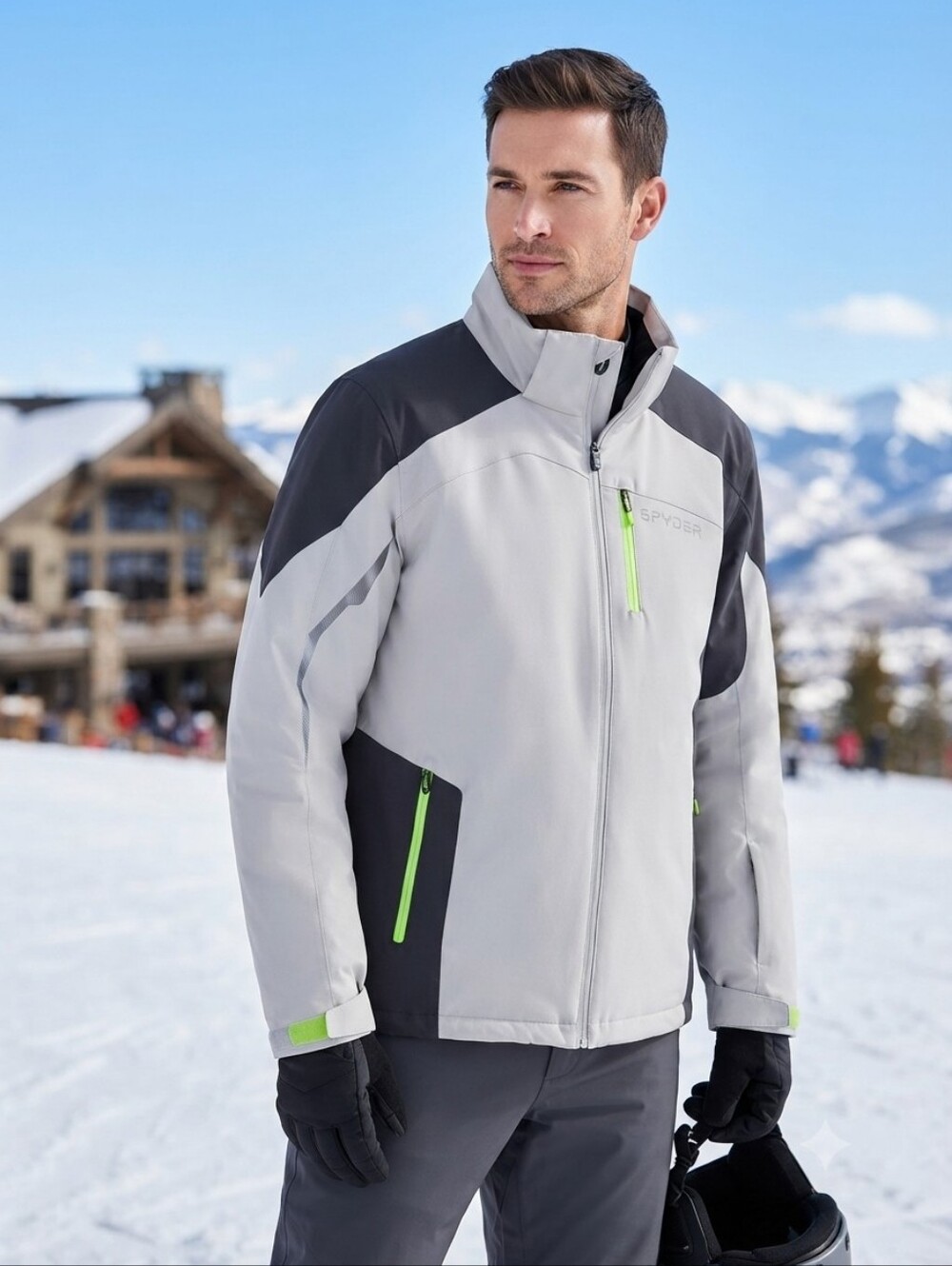 Spyder Men's Light Gray & Black Softshell Lime Insulated Ski Jacket XXL